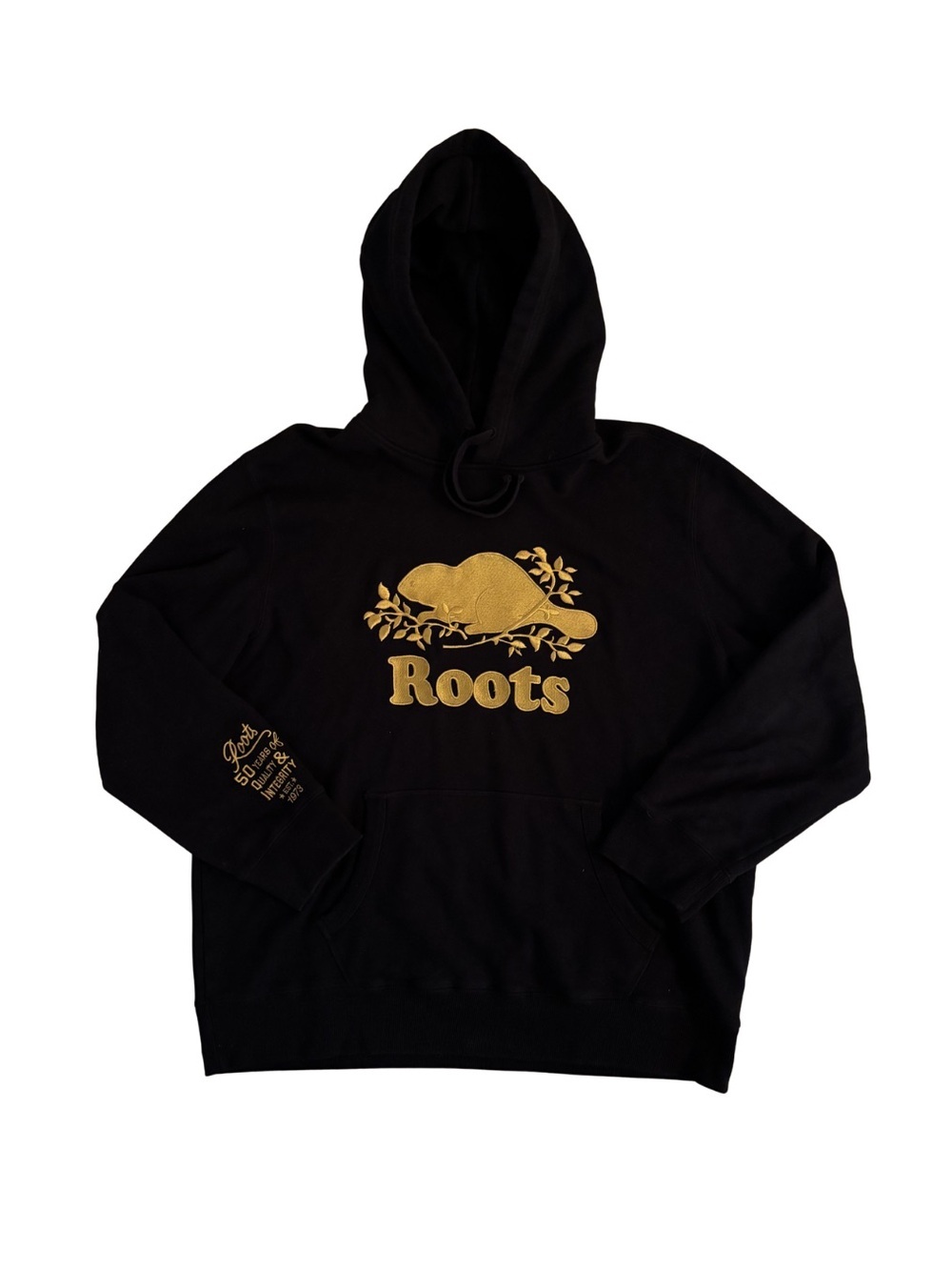 Roots 50th Anniversary Limited Edition Golden Beaver Embroidered Black Hoodie